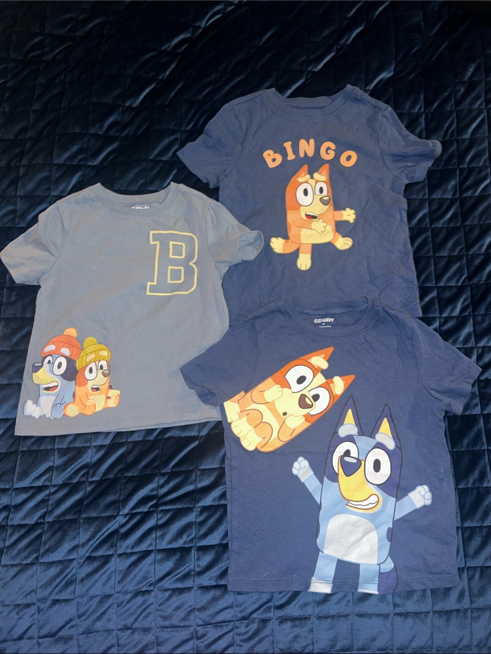 Old Navy Navy & Gray Bluey Character Tee Trio